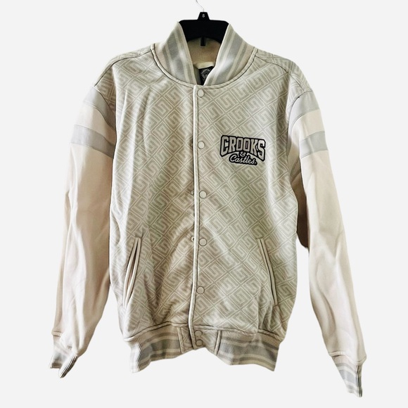 Crooks Castles Medusa Varsity Grecco Bomber Jacket (Grey)